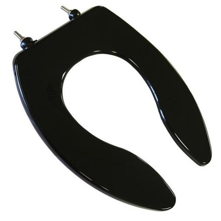 PLUMBING TECHNOLOGIES Plumbing Technologies 4F1E4SSC-90 Extra Heavy Duty Commercial Quality Elongated Toilet Seat; Black 4F1E4SSC-90